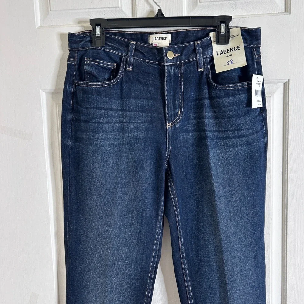 $295 L'agence Milina Low Rise Stovepipe Jeans Grainger size 28 NWT Raw Hem